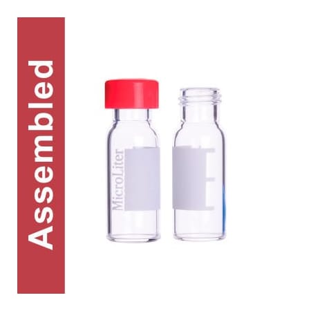 Cp Lab Safety. Wheaton MicroLiter Clear Screw Thread Vial Kit Marking Patch Red 9mm Cap PTFE Septa 100 pk 09-1210R-A